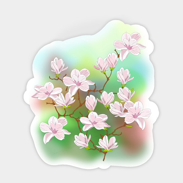 Magnolia with background Sticker by denip